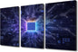 3 Panel Technology Science Artwork Canvas Wall Art Motherboard Digital Chip Posters and Prints Boys Bedroom CPU Concept Bathroom Decor Wall Art Print on Canvas Framed Ready to Hang (36"Wx24"H)