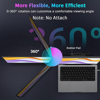 QQH Laptop Screen Extender, 15.6” Triple Portable Monitor for Laptop with Ultra-Slim FHD IPS Display, USB-C Plug and Play Extended Screen Compatible with MacOS, Windows, Android for 12-16" Laptops