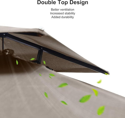 PURPLE LEAF 9' X 12' Double Top Cantilever Patio Umbrella Deluxe Large Outdoor Umbrella Rectangle Offset Umbrella with Fade Resistance for Garden Deck Pool Patio, Ash Mocha