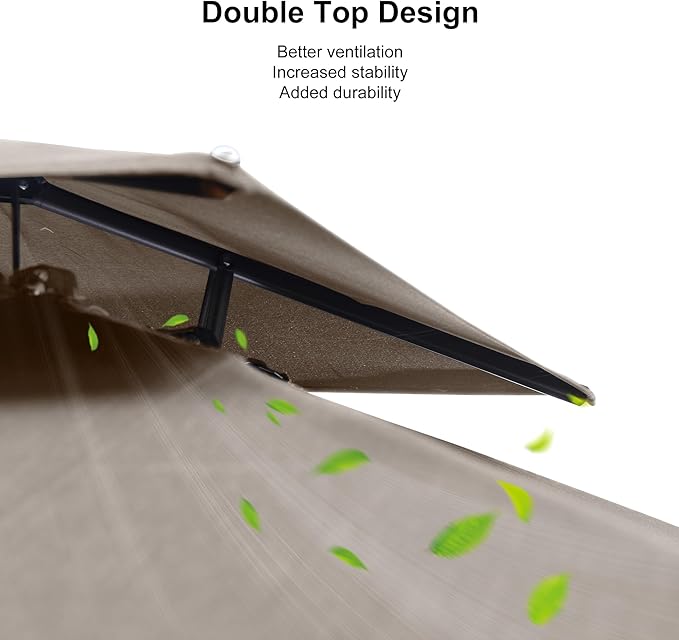 PURPLE LEAF 12 FT Cantilever Umbrella Outdoor Patio Umbrella, Large Offset Square Umbrella, Windproof Heavy Duty Hanging Outside Umbrellas for Patio, Ash Mocha