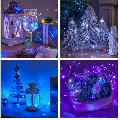 LED Fairy Lights Battery Operated String Lights Waterproof Silver Wire Firefly Lights for DIY Crafts Wedding Indoor Outdoor Christmas Patio Garden Decoration (Multicolor, 33FT-100LEDS)