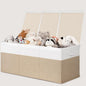 INDRESSME 185L Extra Large Toy Box, Toy Storage Organizer Collapsible Storage Bins with Lids Toy Chest for Playroom, Living Room, Toy Baskets Storage Kids, Boys Girls 39" x 17" x 17" (Beige & White)