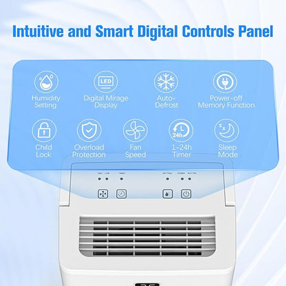 DEVERSE Max 25 Pints Dehumidifier for Home/Bedroom/Basement, 1500 Sq.Ft Coverage, with Drain Hose, Smart Humidity Control & Large Tank