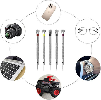 Precision Screwdriver Set,0.8-1.6mm Professional Screwdriver Kit Fit for Watch,Eyeglasses and Electronics Repair with 5 Extra Replace Blades