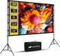 Projector Screen and Stand, Wootfairy 120 inch Foldable and Portable Projection Screen 16:9 4K HD Rear Front Wrinkle-Free Movie Screen with Carry Bag for Indoor Outdoor Home Theater Backyard Cinema