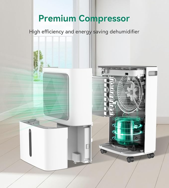 2500 Sq.Ft Dehumidifier for Basement with Drain Hose Max 34 Pints, Dehumidifiers for Home,Bathroom,Large Room, Bedroom, Three Modes, Intelligent Humidity Control, Dry Clothes, 24HR Timer