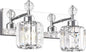 PRESDE Modern Crystal Chrome 2 Light Bathroom Vanity Light for Bathroom Lighting Fixtures Over Mirror Wall Sconce