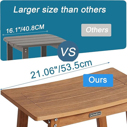 Large HDPS Shower Bench Seat, Waterproof Shower Stool for Inside, Bath Chair Seat for Shaving Legs, Spa Foot Rest with Adjustable Feet, No Maintenance, Indoor/Outdoor Use, Brown
