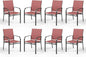 HERA'S HOUSE Patio Dining Chairs Set of 8, 36" Textilene Fabric Outdoor Chair with Wrought Iron Metal Frame Support 350lbs for Lawn Garden Backyard Kitchen, Red