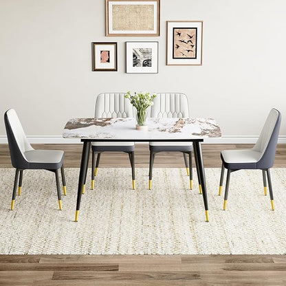 Small Dining Table Set for 4, 50'' Sintered Stone Table, Easy to Assemble, Suitable for Small Spaces