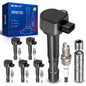 KAX Set of 6 Coil Pack & Iridium Spark Plugs w/Magnetic Socket for Honda Pilot 2006-2008, MDX 2003-2006, Ridgeline 2006-2008, Sa