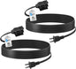 BN-LINK 9ft Indoor Extension Cord, 2 Pack, 3-Outlet Polarized Flat Cable, Household Power Cord for Home, Office, and Holiday Decorations, Black