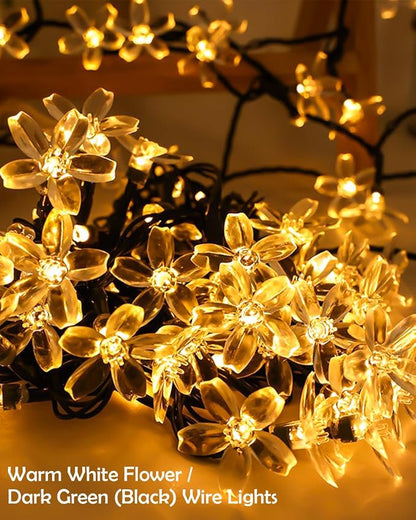 USB Plug in 33ft 100 LED Fairy Flower Lights Strin Indoor Outdoor Decor | Warm White Decorative Floral Lamp Indoor Outdoor Decorations For Bedroom, Christmas, Valientine'S Day, Easter Or Birthday