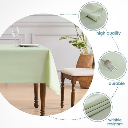 VidaFete 1 Pack Tablecloth 60 * 84inch Rectangle Table Cloth Polyester, Stain Wrinkle Resistant Polyester Dining Table Cover for Kitchen Dinning Party Wedding Tabletop Buffet Decoration(Sagegreen)