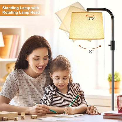 Ambimall 𝐅𝐮𝐥𝐥𝐲 𝐃𝐢𝐦𝐦𝐚𝐛𝐥𝐞 Floor Lamp - Floor Lamps with 9W 𝐋𝐄𝐃 Bulb, Standing Lamps for Living Room with Adjust Head, Modern Standing Tall Light Rotary Switch for Office
