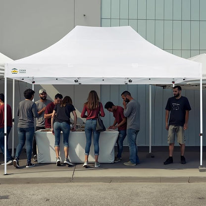 CROWN SHADES 10x15 Pop Up Canopy Tent, Thicken Frame Commercial Heavy Duty Tent, 8 Stakes & 4 Sandbags & 4 Ropes, Outdoor Canopies for Events, Parties,White
