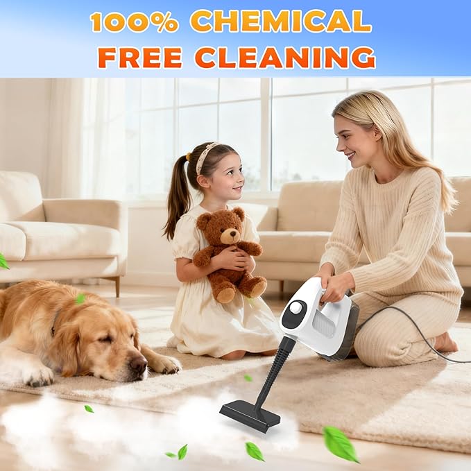 Steam Cleaner, 3-Level Adjustable Handheld Steam Cleaner, 15s Heat-Up, 400ML Large Capacity Steamer Cleaning with 14 pcs Accessories, Portable Steam Cleaner for Home for Dirt, Grease, Tile,Floor, Car