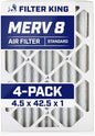Filter King 4.5x42.5x1 Air Filter | 4-PACK | MERV 8 HVAC Pleated A/C Furnace Filters | MADE IN USA | Actual Size: 4.5 x 42.5 x .75"