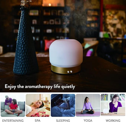 Essential Oil Diffusers for Large Room 280ml Aromatherapy Diffuser for Home - Glass Cover, 4 Timers, Auto Shut-Off, Adjustable Lights, No Beep