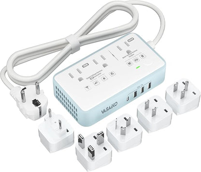 220V to 110V Voltage Converter US to Europe, 2000W Max International Power Converter with 4 USB Charging, Power Converter for European with Travel Plug Adapter