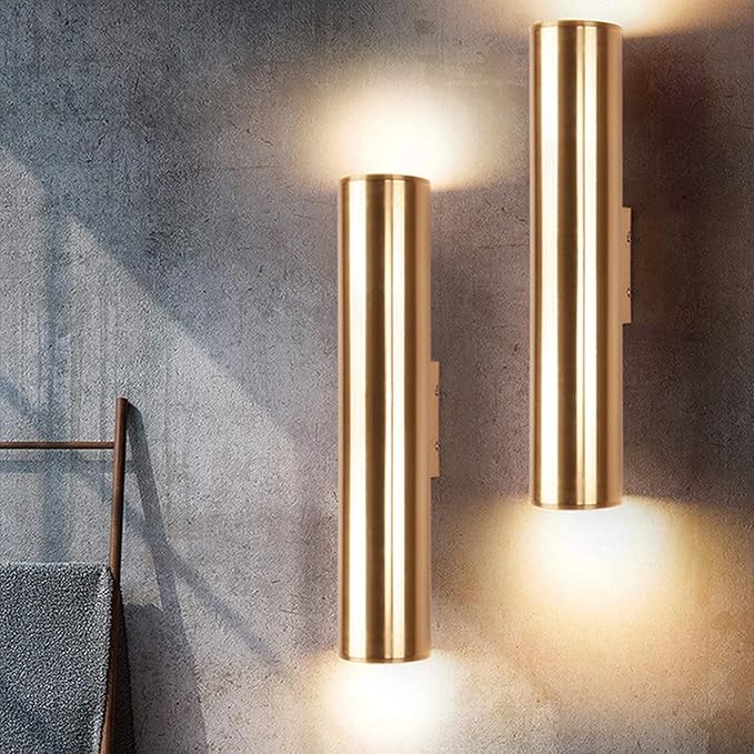 Indoor Led Creative Loft Warm Light Modern Corridor Living Room Bedside Lamp Decoration Alumiwall Lighting,Golden,10X50Cm(7W) (Golden 8X30Cm(5W))