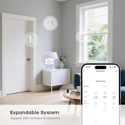 Alarm System for Home Security,WiFi+GSM/4G Compatible with Alexa Home Alarm System,17 Piece DIY Kit No Monthly Fees with Instant App Alerts,SOS Button,Smart Life or Tuya for Apartment,Kids Safety