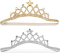 Beaupretty 2PCS Baby Girls Crystal Crown Tiara Hair Belt Headband Soft Headwrap Princess Headpiece Children Hair Accessories for Birthday Party, Photography (Silver+Gold)