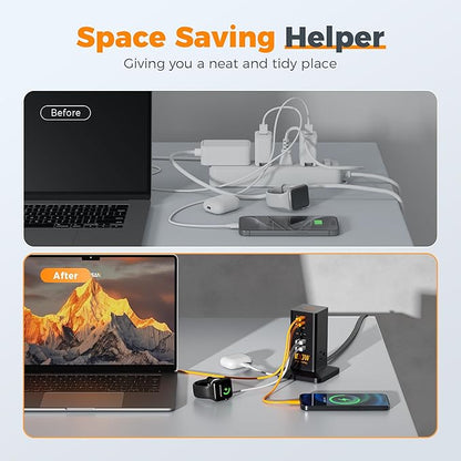 Charging Station PD 100W, TESSAN 9-in-1 USB C Power Strip for iPhone 17/16/15, MacBook, Tablet, Desktop Phone Fast Charger with 3 AC, 3 USB-A Ports, Home Drom Office Accessories