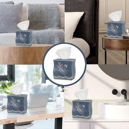 Zahari Home 2pc Capri Bathroom Decor Set Waste Basket for Bathroom & Tissue Cover Modern Classic Decor Stylish Unique Design Beautiful Royal Blue Bathroom Accessories Set