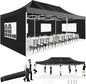 COBIZI 13x26 Pop up Canopy Heavy Duty with 6 Sidewalls, Easy Set-up Commercial Outdoor Party, 100% Waterproof Wedding Canopy Gazebo, 2 Height Adjustable with Wheeled Bag,Black