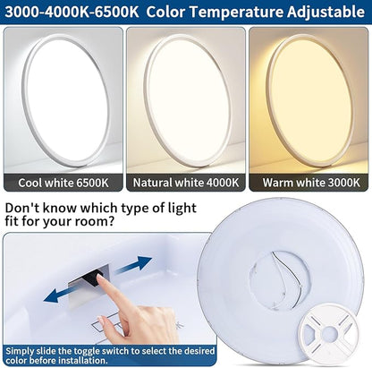 24'' Modern LED Ceiling Light Fixture - Ultra Thin Flush Mount, 50W 5000LM, Brushed Nickel - Perfect for Bedroom, Kitchen, Dining Room, Living Room, Home Office, Hallway.