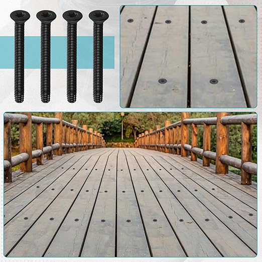 (100pcs) 5/16-18 x 2-1/4" Flat Head Thread Cutting Trailer Deck Screws, Black Phosphate, Package Contains T40 Star Drivea and 9/32 Drill bit