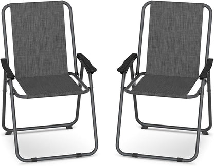 UDPATIO Patio Folding Chairs Set of 2, Lightweight Portable Patio Chair with Sturdy Steel Frame and Weather-Resistant Textilene Fabric, Black