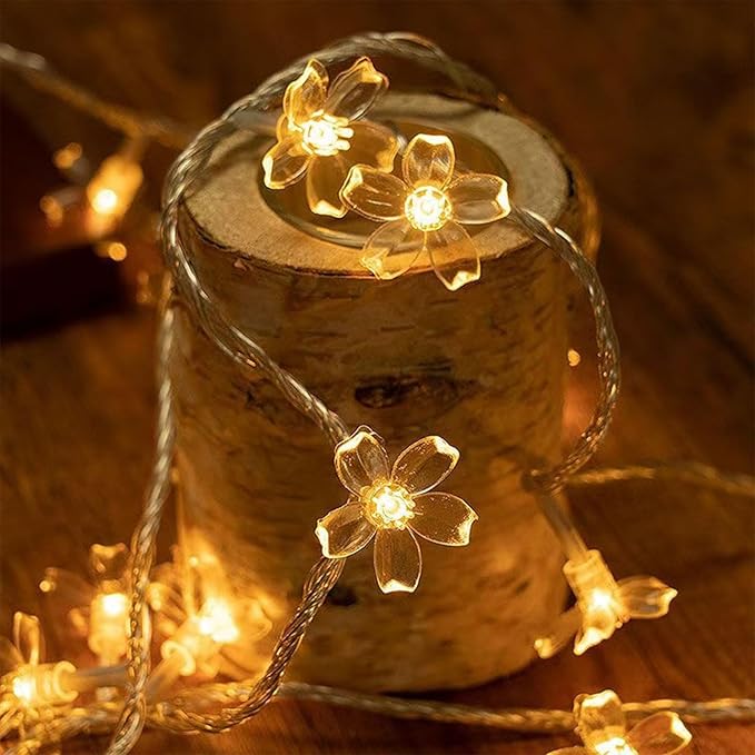 Decorative Flower String Lights Plug in for Bedroom, Connectable 33ft 100 LED Soft Cherry Blossom Fairy Light for Patio Room Dorm Wedding Party Christmas Tree Hanging Decorations, Warm White