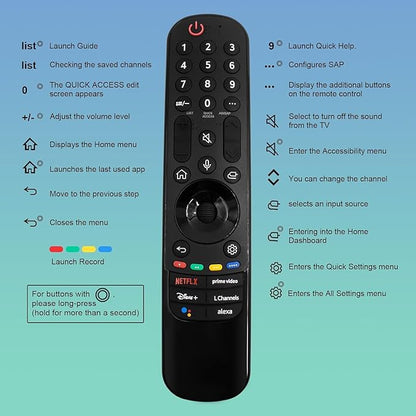 Magic Remote for LG Smart TV Remote Control,for LG TV Remotes AN-MR24GA/23GA/22GA/21GA with Pointer and Voice Function,Replacement for 2019-2024 UHD QNED NanoCell MiniLED OLED C4 C3 C2 C1 G4 Smart TVs