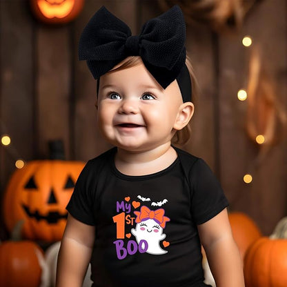 Halloween Baby Girl Bows Elastic Nylon Halloween Hairbands Headbands with Bows for Newborn Hair Accessories 2 PCS