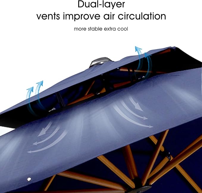 PURPLE LEAF 12ft Patio Umbrella with Base Outdoor Square Umbrellas Large Cantilever Umbrella Windproof Offset Umbrellas Heavy Duty Sun Umbrella for Garden Deck Pool Patio, Navy Blue
