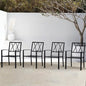 Outdoor Dining Chairs Set of 4, Mteal Frame Stackable Patio Dining Chairs with Armrest, Wrought Iron Patio Bistro Chairs for Lawn, Backyard, Garden, Porch