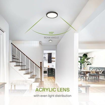 ASD LED 7" Round Flush Mount Light | 15W 1220LM 3000-5000K 120V | 3CCT, Dimmable, Ultra Slim, ETL Listed | Thin Surface Lamp, Bedroom Ceiling Lighting | Bronze, 6 Pack