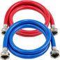 10 FT Rubber Washing Machine Hoses, Red and Blue Washer Hoses,Burst Proof Hot & Cold Water Connection Inlet Washer Supply Lines Universal for All Standard Wash Machines