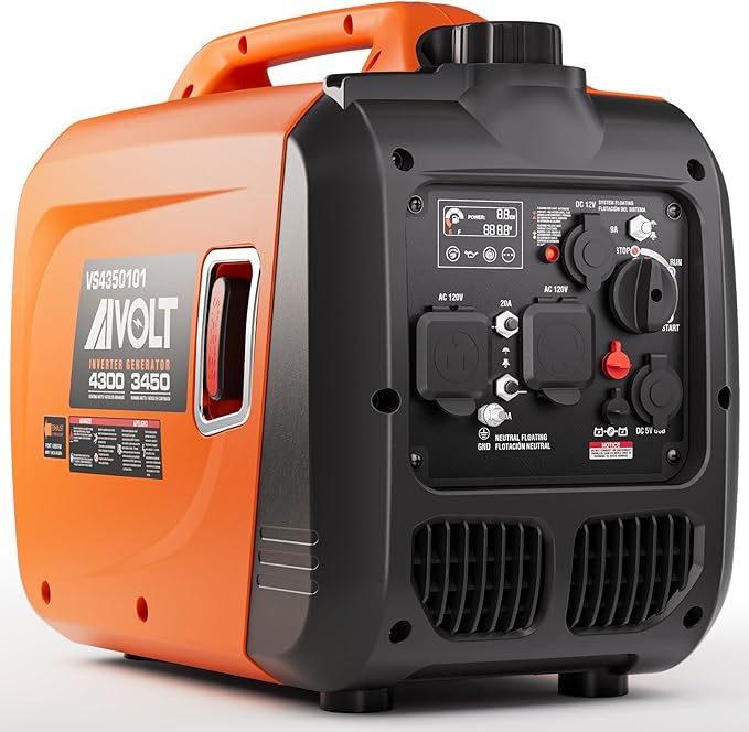 AIVOLT Inverter Generator 4300W Gas Powered Portable Super Quiet Outdoor Generator RV Ready for Camping Tools and Home Use, EPA Compliant