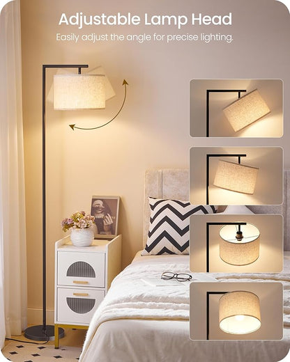 Modern Dimmable Floor Lamp for Living Room with Adjustable Color Temperature LED Bulb, ARC Standing Lamp with Remote Control, Tall Reading Lamp for Bedroom, Office, Black, E11LD05