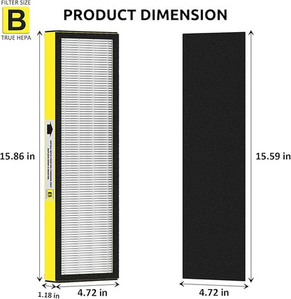 Hfunmo Filter B, FLT4825 Filter Replacement for Guardian AC4825 AC4825E AC4300 AC4800 AC4850 Air Purifier – 2 True HEPA Filters & 6 Pre-Filters (2-Pack)
