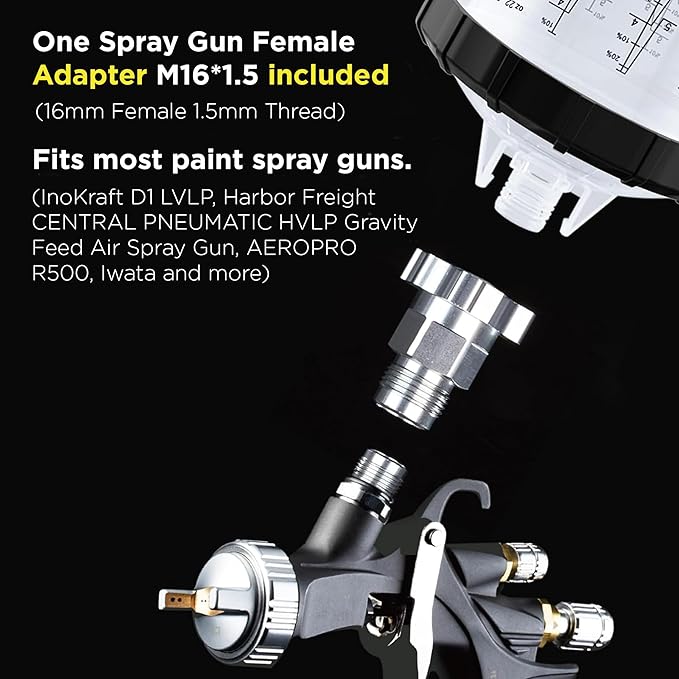 InoKraft Disposable Paint Spray Gun Cup, 3 Cup Size 6 oz, 22 oz, 28 oz Variety Pack Set, 3 Pack Liners and Lid Strainers of Each Size, 3 Hard Cups, Paint System for HVLP LVLP Spray Gun with Adapter