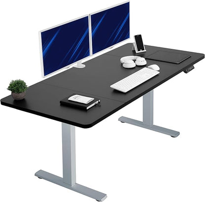 VIVO Electric 60 x 30 in Standing Desk, Memory Height Adjustment, 1B Series, Holds 220 lbs, Black Top Gray Frame, DESK-KIT-1G6B-30