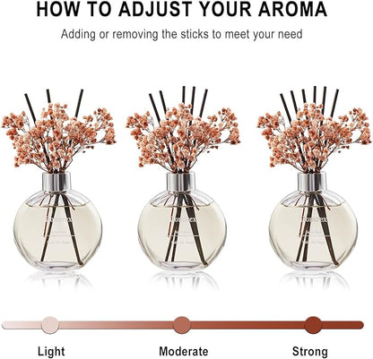 Flower Reed Diffuser Set 5.07oz Satin Rose Scent Diffuser with Sticks Home Fragrance Reed Diffuser for Bathroom Shelf Decor