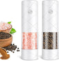 Electric Salt and Pepper Grinder Set, Rechargeable Automatic Pepper Mill Grinder with LED Light, House Warming Gifts New Home, One-Hand Operation for Kitchen Appliances(2 Pack Upgrade White)