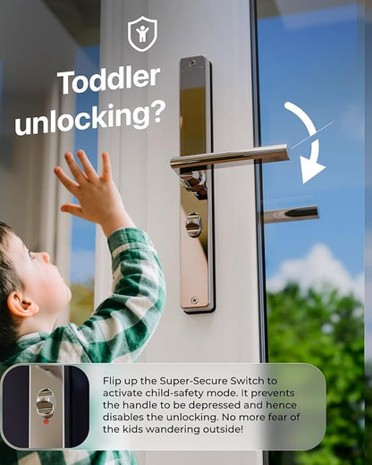Electronic Smart Door Lock Fingerprint Door Lock with Keypad，Smart Lock for Front Door Children Proof IC Card, App Control & Mechanical Key