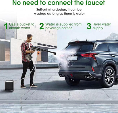 Power Stream Pressure Washer Cordless,800PSI Hand Held Batter Powered Portable Cordless, with 2 Pack 4.3Ah Batteries,Portable Car Pressure Washer with 6-in-1 Nozzle for Car,Patio,Fence