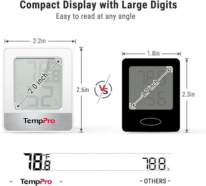 TempPro TP49 2 Pieces Digital Hygrometer Indoor Thermometer Humidity Meter Mini Hygrometer Thermometer with Temperature and Humidity Monitor Room Thermometer (Previously ThermoPro)